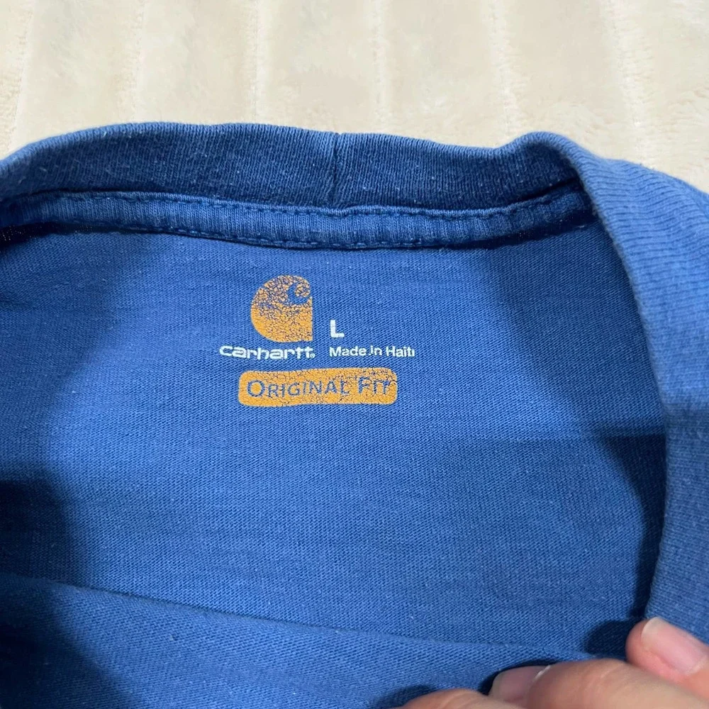 Carhartt Original Fit Large Blue Work T-Shirt Boxy Oversized - Picture 6 of 6